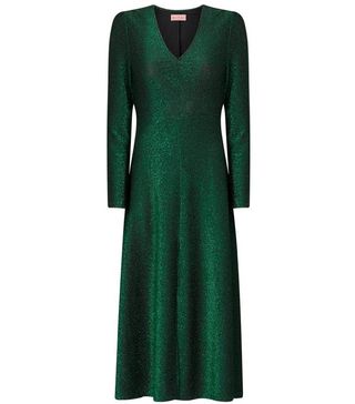Kitri + Lily Green Metallic Midi Dress
