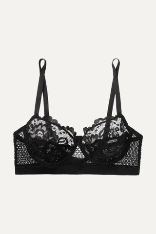 Else + Petunia Stretch-Mesh Corded Lace Underwired Bra