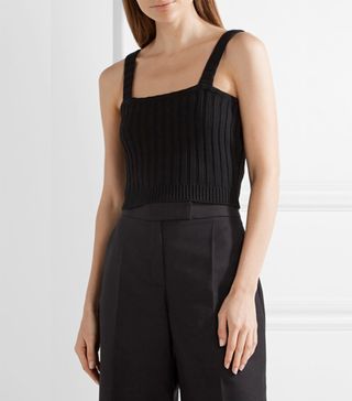 Valentino + Cropped Ribbed-Wool Top