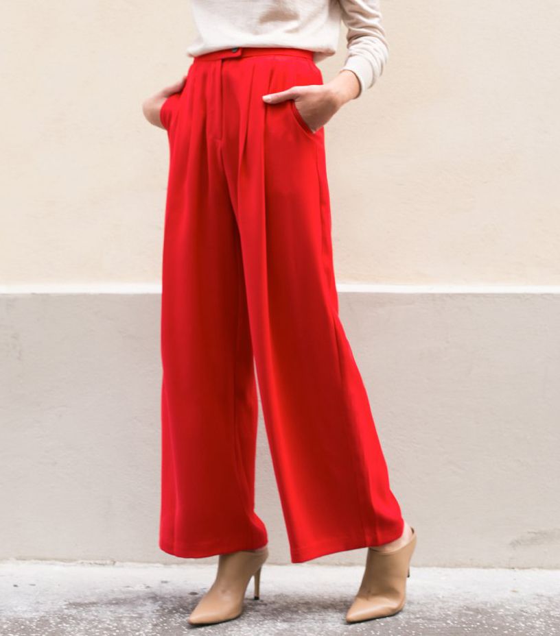 pleated pants high waisted