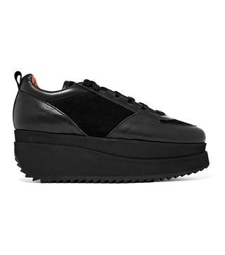 Ganni + Naomi Leather and Suede Platform Sneakers