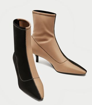 Zara + Two-Tone High Heel Ankle Boots