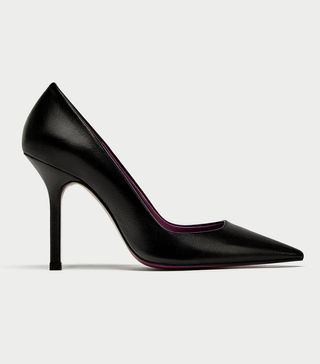 Zara + High Heel Leather Court Shoes