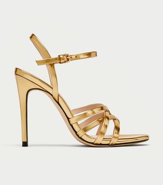 Zara + Laminated Strappy Sandals