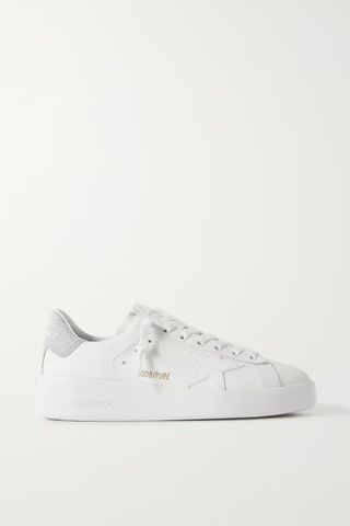 Golden Goose + Pure Star Glittered Leather Sneakers