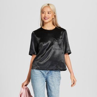 Who What Wear + Short Sleeve Silky Boxy T-Shirt
