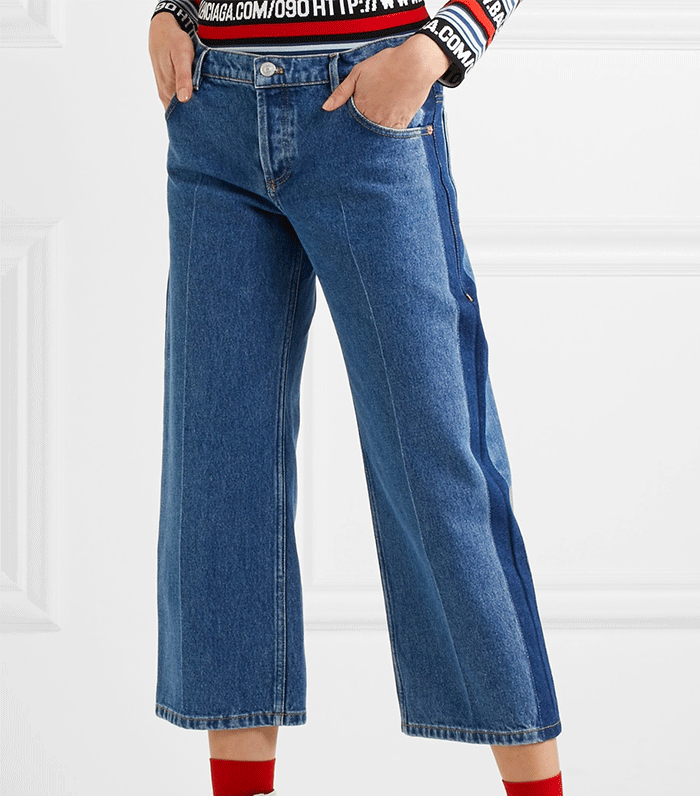 Balenciaga + Rockabilly Cropped Mid-Rise Wide-Leg Jeans