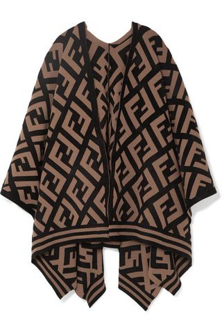 Fendi + Intarsia-Knit Poncho