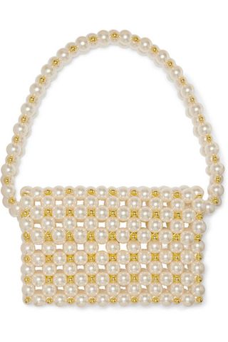 Vanina + Reveries Faux Pearl and Gold-Tone Beaded Shoulder Bag