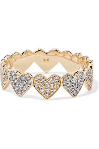 Sydney Evan + Eternity Heart 14-Karat Yellow and White Gold Diamond Ring