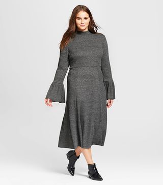 Who What Wear + Plus Size Ruffle Knit Midi Dress