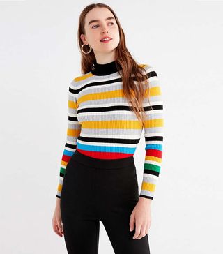 Urban Outfitters + Multi-Stripe Mock-Neck Sweater