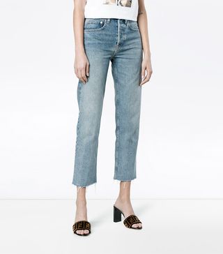 Re/Done + Stove Pipe 27 Cropped High Waist Jeans