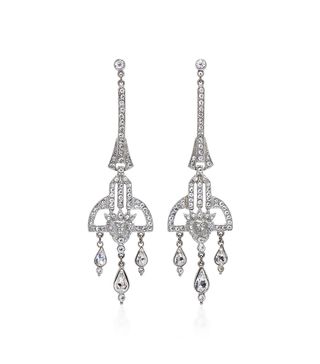 Ben-Amun + Antique Silver Crystal Deco Earrings