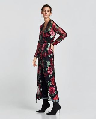 Zara + Sequinned Crossover Dress