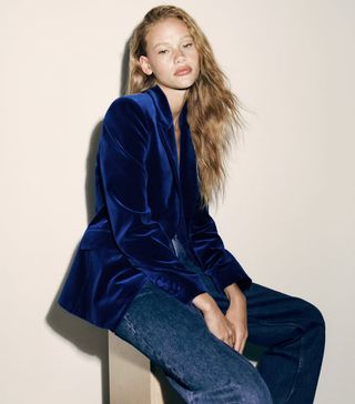 Zara + Fitted Velvet Blazer