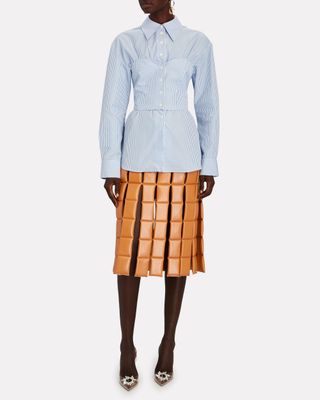 A.W.A.K.E. Mode + Quilted Faux Leather Midi Skirt