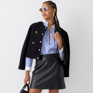 J.Crew + Faux-Leather Mini Skirt