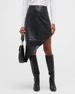 As by DF + Fallon Asymmetric Recycled Leather Skirt