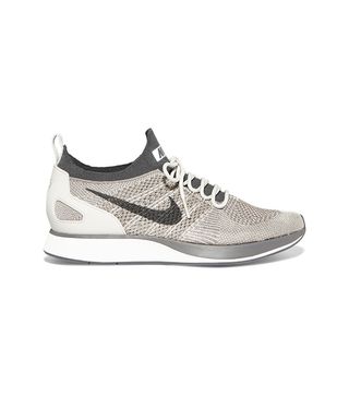 Nike + Air Zoom Mariah Leather-Trimmed Metallic Flyknit Sneakers