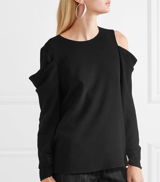 Tibi + Cold-Shoulder Crepe Top