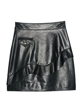 Sandro + Leather Skirt With Ruffle