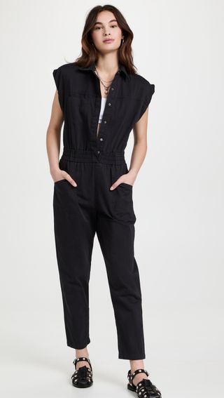 Pistola Denim + Rosie Shoulder Padded Jumpsuit