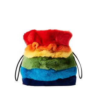 Les Petits Joueurs + Trilly Rainbow Fur Bucket Bag