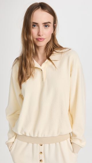 Donni + Brushed Terry Polo Sweatshirt