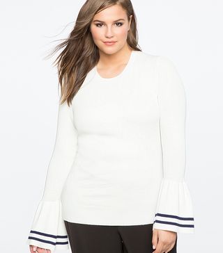 Eloquii + Bell Sleeve Sweater With Trim