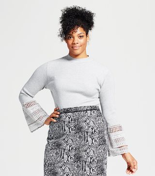 Who What Wear + Lace Bell Sleeve Ribbed Crew