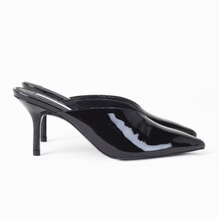 Finery + Cudworth Black Patent Leather Mule