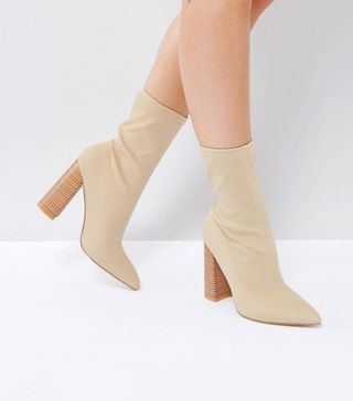 Public Desire + Libby Nude High Heeled Sock Boots
