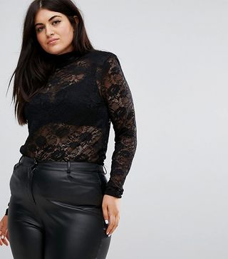 Asos + Top in Lace with Shoulder Pad
