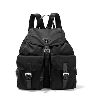 Prada + Vela Large Leather-Trimmed Shell Backpack