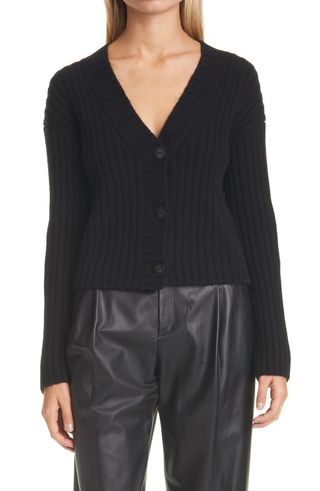 Vince + Ribbed Wool & Cashmere Cardigan