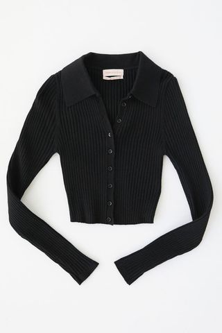 Urban Outfitters + Uo Skylar Ribbed Button-Front Cropped Sweater