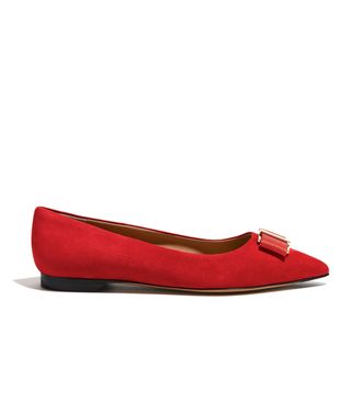 Salvatore Ferragamo + Ornament Bow Ballet Flat Shoes