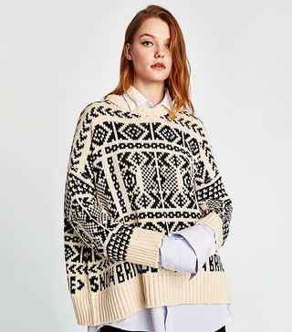 Zara + Round Neck Jacquard Sweater