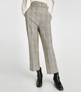 Zara + High Rise Trousers With Belt
