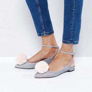 ASOS + Liquorice Pom Pom Ballet Flats