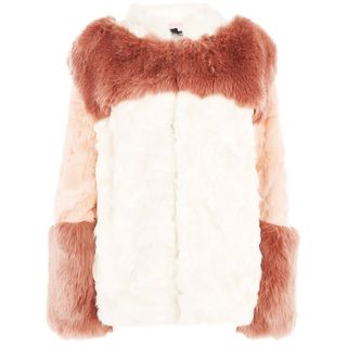 Story of Lola + Colour Block Faux Fur Coat