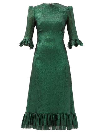 The Vampire's Wife + The Falconetti Ruffled Metallic Silk-Blend Dress