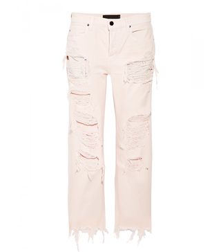 Alexander Wang + Rival Cropped Distressed High-Rise Straight-Leg Jeans