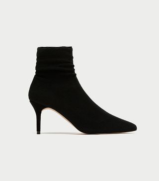 Zara + High Heel Sock Ankle Boots