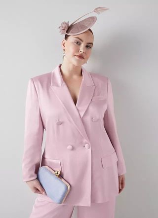 LK Bennett + Rose Pink Italian Satin Jacket