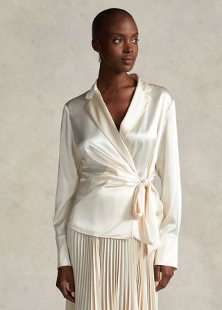 Ralph Lauren + Satin Wrap Blouse