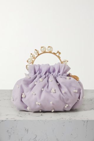 Rosantica + Tutù Gathered Faux Pearl-Embellished Bag