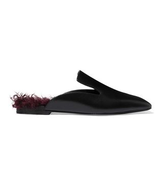 Jil Sander + Shearling-Trimmed Leather Slippers