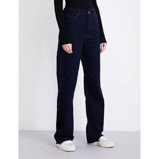 Calvin Klein 205 W39 NYC + Wide-Leg Straight High-Rise Jeans